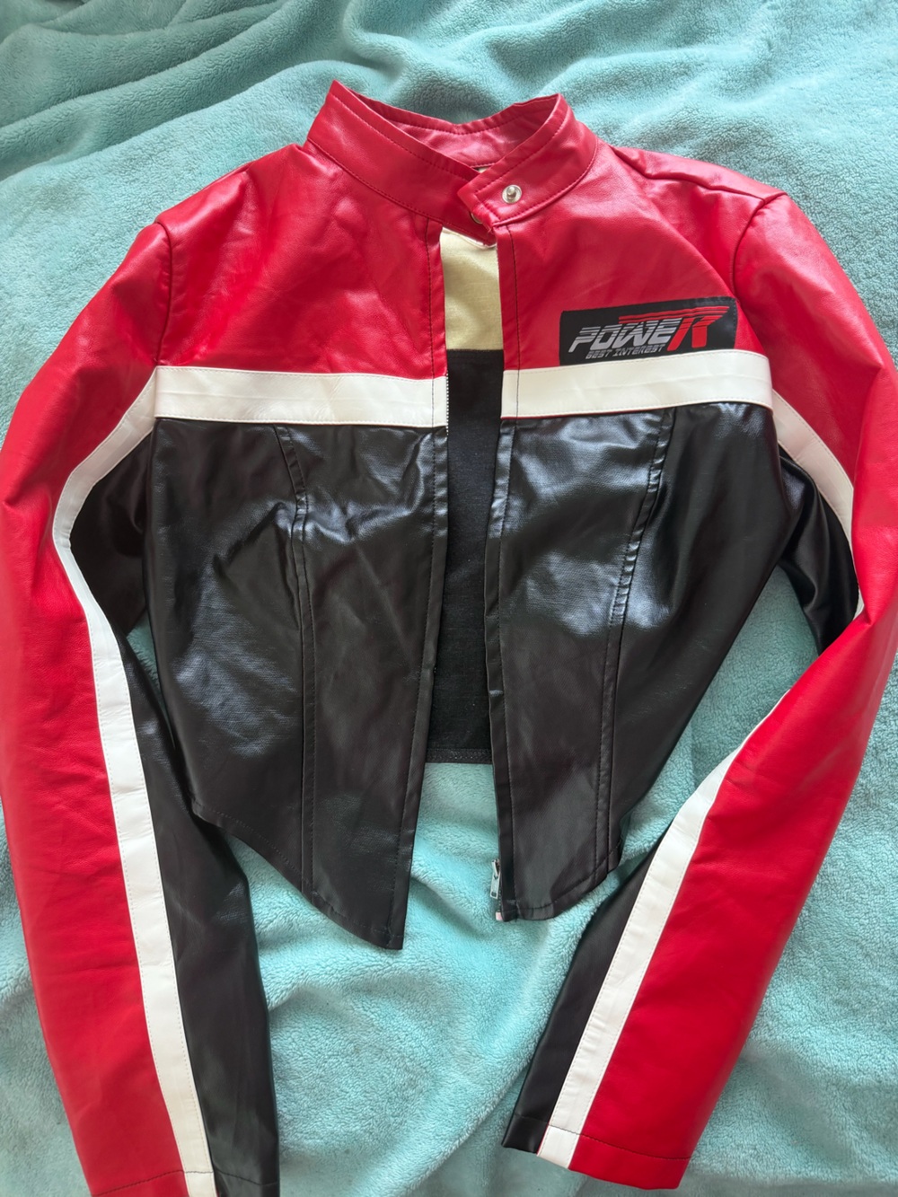 SHEIN Red, Black & White Bomber Jacket